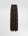 Dolce & Gabbana Small Rose Bouquets-print Flared Charmeuse Skirt In Black