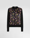 Dolce & Gabbana Small Rose Bouquets-print Satin Cardigan In Multi