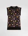 Dolce & Gabbana Small Rose Bouquets-print Silk Tank Top In Multi