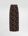 Dolce & Gabbana Small Rose Bouquets-print Straight Charmeuse Skirt In Multi