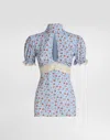 Dolce & Gabbana Dolce  Gabbana Small Rose-printed Charmeuse Top In Multi