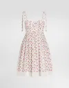 Dolce & Gabbana Lace-trimmed Floral-print Cotton-blend Poplin Bustier Mini Dress In White