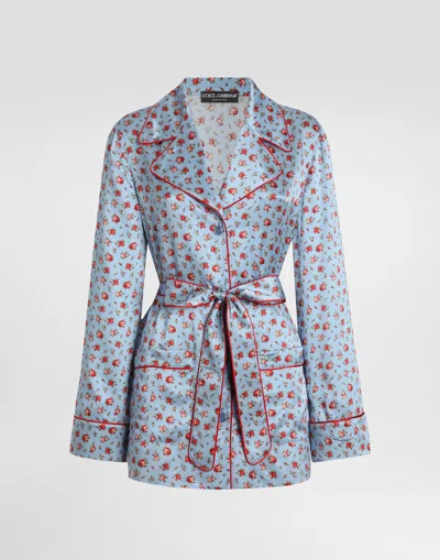 Dolce & Gabbana Small Rose-print Silk Vanity Shirt In Multi