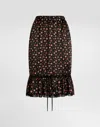 Dolce & Gabbana Small Rose-print Skirt With Flounce In Multi