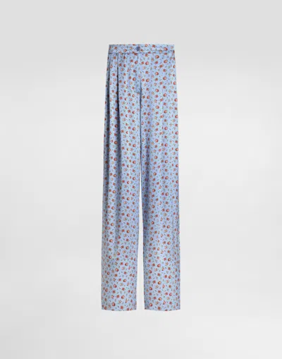 Dolce & Gabbana Small Rose-print Wide Silk Trousers In Multi