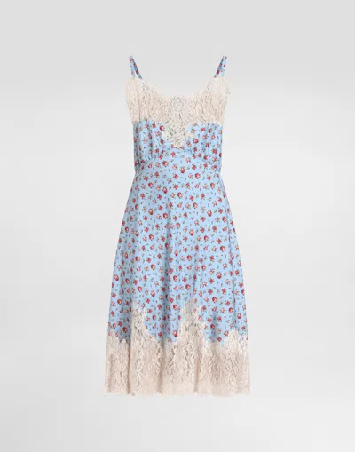 Dolce & Gabbana Small Rose-print Habotai Dress In Multi