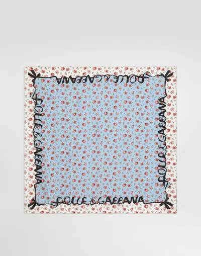 Dolce & Gabbana Small Rose-print Silk Twill Scarf 70x70 In Multicolor