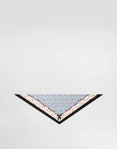 Dolce & Gabbana Small Rose-print Silk Twill Triangle Scarf In Pink
