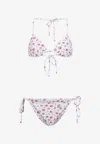 Dolce & Gabbana Small Rose-print Triangle Bikini In White
