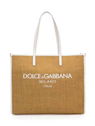 Dolce & Gabbana Small Shopping Bag In Miele/latte