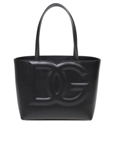 Dolce & Gabbana Small Shopping Bag With Dg Logo In Black