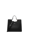 Dolce & Gabbana Black Calfskin Tote Bag With Adjustable Shoulder Strap