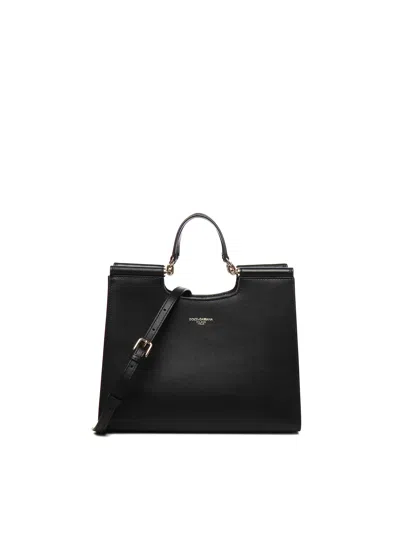 DOLCE & GABBANA DOLCE & GABBANA SMALL SICILY BLACK CALFSKIN BAG