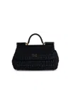 Dolce & Gabbana Small 'sicily' Black Raffia Blend Bag In Black