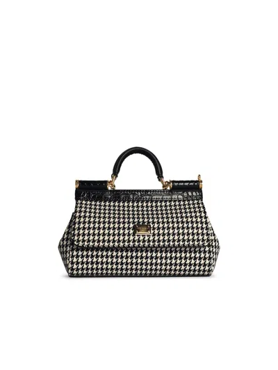 Dolce & Gabbana Small Sicily Black Wool Blend Bag