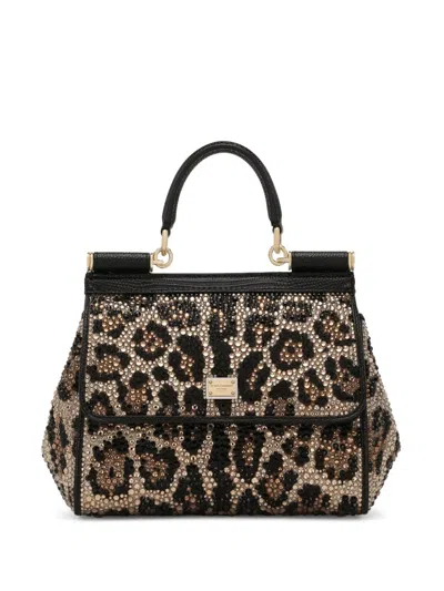 Dolce & Gabbana Small Sicily Crystal-embellished Tote Bag In Neutrals