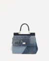Dolce & Gabbana Small Sicily Denim And Calf Leather Handbag In Blue