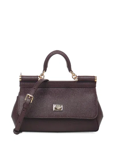 Dolce & Gabbana Small Sicily Flap-closure Tote Bag In Brown