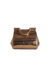Dolce & Gabbana Sicily Media Leather Handbag In Gold