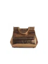 Dolce & Gabbana Sicily Media Leather Handbag In Gold