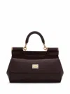 Dolce & Gabbana Small Sicily Top Handle Bag In Calf Leather In Marrone