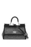 Dolce & Gabbana Sicily Small Embellished Satin Tote Bag In Nero/crystal (black)