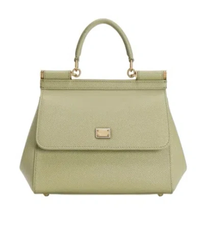 Dolce & Gabbana Small Sicily Handbag In Dauphine Calfskin In Green