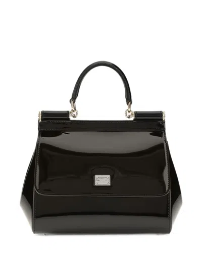 Dolce & Gabbana Small Sicily Top Handle Bag In Dauphine Leather In Green