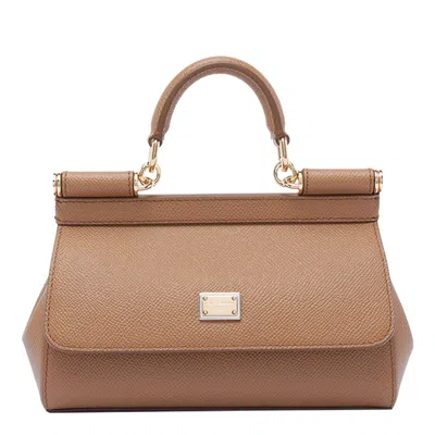 Dolce & Gabbana Small Sicily Handbag In Sand