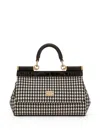 Dolce & Gabbana Houndstooth Tote Bag In Black