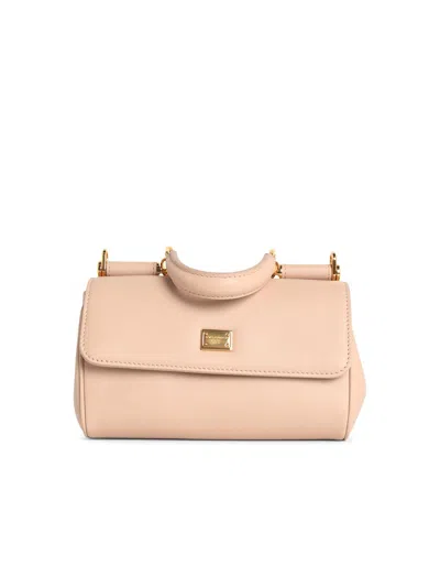 Dolce & Gabbana Small 'sicily' Lear Handbag Nude