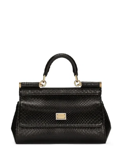 Dolce & Gabbana Small Sicily Leather Handbag In Schwarz