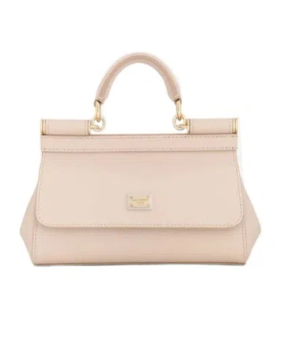 Dolce & Gabbana Small Sicily Leather Tote Bag In Pink