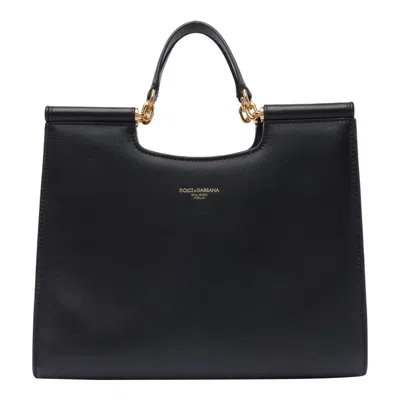 DOLCE & GABBANA BLACK CALFSKIN TOTE BAG