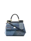 Dolce & Gabbana Small Sicily Patchwork Denim Shoulder Bag In Blue