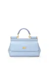 Dolce & Gabbana Small Sicily Patent Tote Bag In Blue