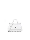 DOLCE & GABBANA SMALL SICILY RAFFIA CROCHET SHOULDER BAG IN WHITE