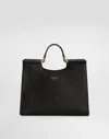 Dolce & Gabbana Small Sicily Calf Leather Tote Bag In Black