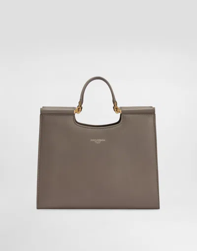 Dolce & Gabbana Small Sicily Shopper In Grey