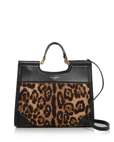 Dolce & Gabbana Sicily Embroidered Small Tote In Leo
