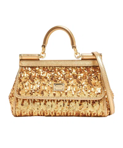 Dolce & Gabbana Small Sicily Shoulder Bag In Nude