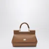 Dolce & Gabbana Small Sicily Top-handle Bag In Caramel Leather In Brown