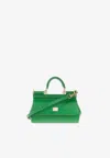 Dolce & Gabbana Small Sicily Top Handle Bag In Dauphine Leather In Green