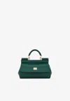 Dolce & Gabbana Small Sicily Top Handle Bag In Polished Leather In Dark Green
