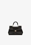 Dolce & Gabbana Small Sicily Top Handle Bag In Python Embossed Leather In Black