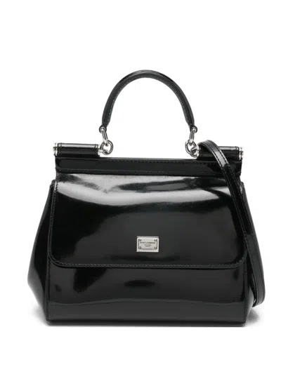 Pre-owned Dolce & Gabbana Small Sicily Top-handle Tote Bag In Black