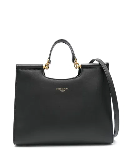Dolce & Gabbana Small Sicily Tote Bag In Black