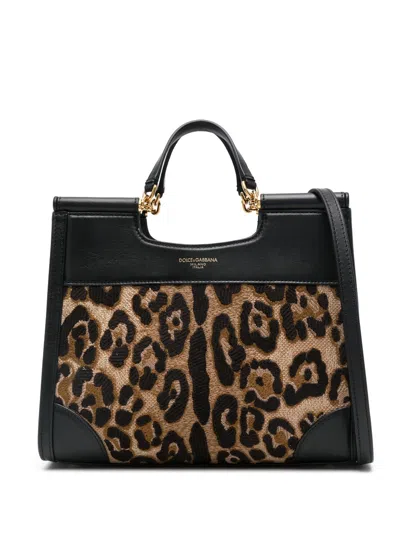 Dolce & Gabbana Small Sicily Tote Bag In Black