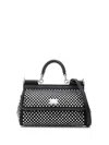 Dolce & Gabbana Small Sicily Rhinestone-embellished Shoulder Bag In Black
