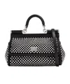 Dolce & Gabbana Small Sicily Rhinestone-embellished Shoulder Bag In Black